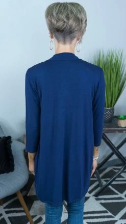 The ZigZag Stripe Navy Romantic Twist Cardigan OUTERWEAR