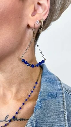 Lost & Found ACCESSORIES Navy Sophie Crystal Earrings