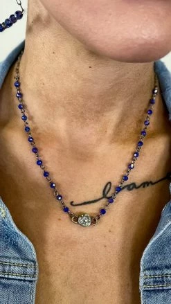 Lost & Found Navy Sophie Crystal Necklace ACCESSORIES