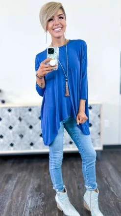 The ZigZag Stripe TOPS & TUNICS Navy Stay Original Top