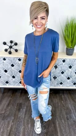 The ZigZag Stripe Navy Time Change Top TOPS & TUNICS