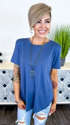 The ZigZag Stripe Navy Time Change Top TOPS & TUNICS