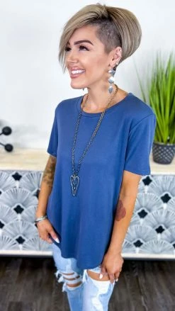 The ZigZag Stripe Navy Time Change Top TOPS & TUNICS