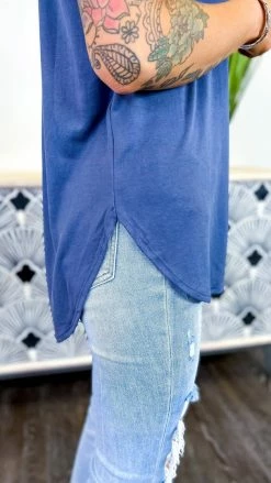 The ZigZag Stripe Navy Time Change Top TOPS & TUNICS