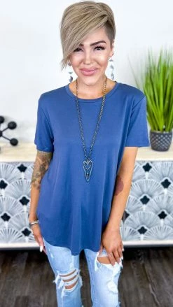 The ZigZag Stripe Navy Time Change Top TOPS & TUNICS