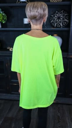 Zenana Neon Lime Raw Edge Top [NO RETURNS]