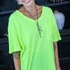 Zenana Neon Lime Raw Edge Top [NO RETURNS]