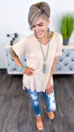 The ZigZag Stripe Nude A Cut Above Top