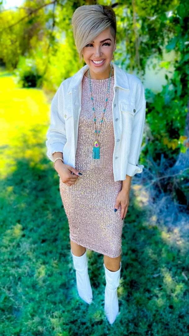 The ZigZag Stripe Nude Busy Slaying Dress DRESSES