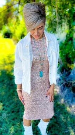 The ZigZag Stripe Nude Busy Slaying Dress DRESSES