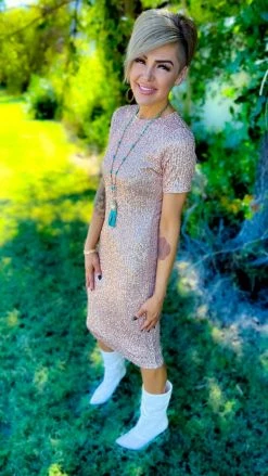 The ZigZag Stripe Nude Busy Slaying Dress DRESSES