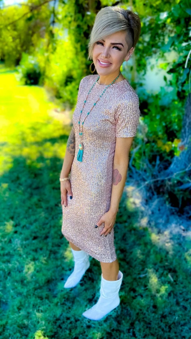 The ZigZag Stripe Nude Busy Slaying Dress DRESSES