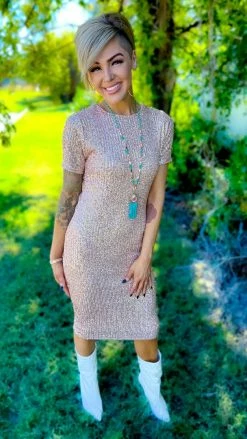 The ZigZag Stripe Nude Busy Slaying Dress DRESSES