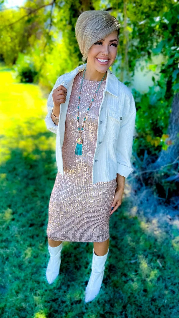 The ZigZag Stripe Nude Busy Slaying Dress DRESSES