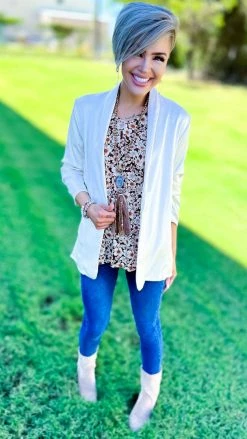 The ZigZag Stripe OUTERWEAR Nude Charmed Lifestyle Blazer