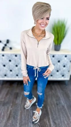 The ZigZag Stripe Nude Curated Comfort Top TOPS & TUNICS