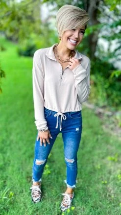 The ZigZag Stripe Nude Curated Comfort Top TOPS & TUNICS