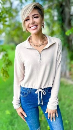 The ZigZag Stripe Nude Curated Comfort Top TOPS & TUNICS