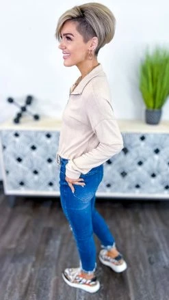 The ZigZag Stripe Nude Curated Comfort Top TOPS & TUNICS