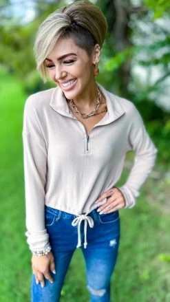 The ZigZag Stripe Nude Curated Comfort Top TOPS & TUNICS