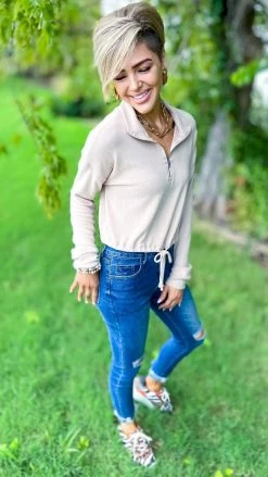 The ZigZag Stripe Nude Curated Comfort Top TOPS & TUNICS