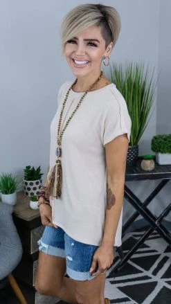 The ZigZag Stripe Nude Daily Dose Top [NO RETURNS]