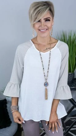 The ZigZag Stripe TOPS & TUNICS Nude Endless Faith Top [ NO RETURNS ]