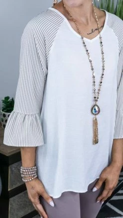 The ZigZag Stripe TOPS & TUNICS Nude Endless Faith Top [ NO RETURNS ]