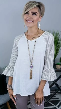 The ZigZag Stripe TOPS & TUNICS Nude Endless Faith Top [ NO RETURNS ]