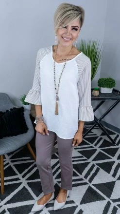 The ZigZag Stripe TOPS & TUNICS Nude Endless Faith Top [ NO RETURNS ]