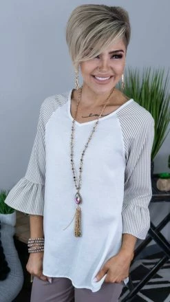 The ZigZag Stripe TOPS & TUNICS Nude Endless Faith Top [ NO RETURNS ]