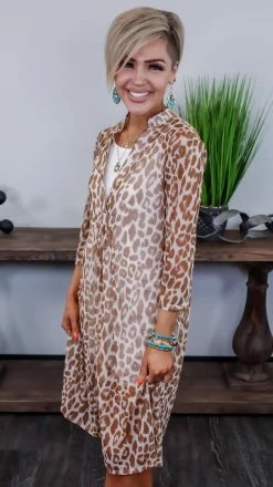 The ZigZag Stripe TOPS & TUNICS Nude Leopard Mesh Tunic