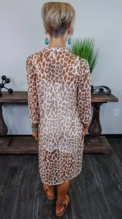 The ZigZag Stripe TOPS & TUNICS Nude Leopard Mesh Tunic