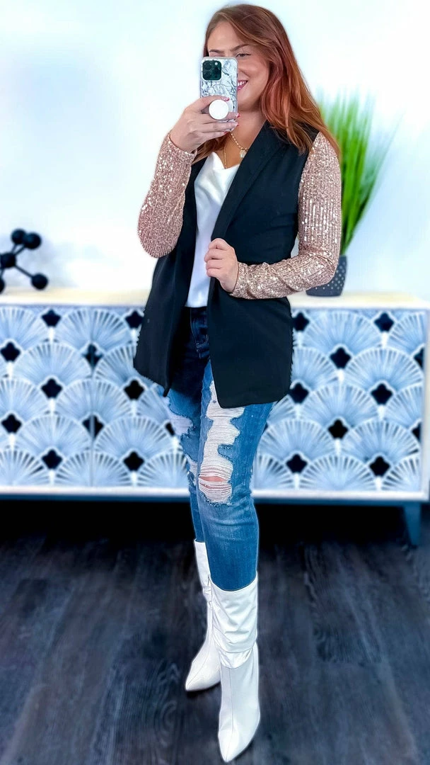 The ZigZag Stripe Nude Made For The Stage Blazer OUTERWEAR