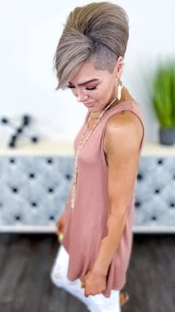 The ZigZag Stripe Nude Ribbed Right On Time Tank TOPS & TUNICS