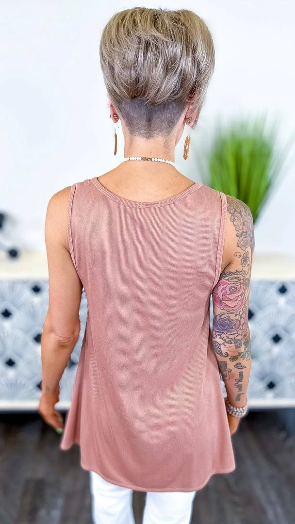 The ZigZag Stripe Nude Ribbed Right On Time Tank TOPS & TUNICS