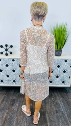 The ZigZag Stripe TOPS & TUNICS Nude Zebra Mesh Tunic
