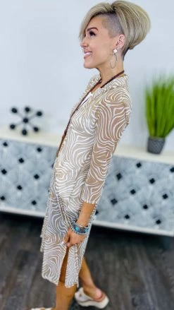 The ZigZag Stripe TOPS & TUNICS Nude Zebra Mesh Tunic