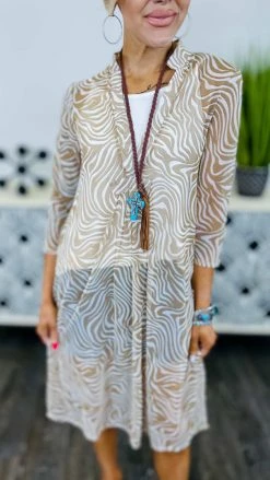 The ZigZag Stripe TOPS & TUNICS Nude Zebra Mesh Tunic