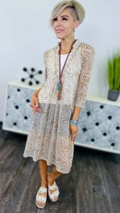 The ZigZag Stripe TOPS & TUNICS Nude Zebra Mesh Tunic