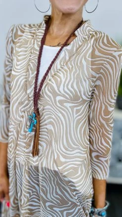 The ZigZag Stripe TOPS & TUNICS Nude Zebra Mesh Tunic