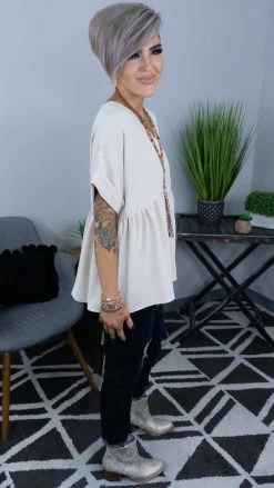 The ZigZag Stripe Oatmeal City Sleek Top TOPS & TUNICS