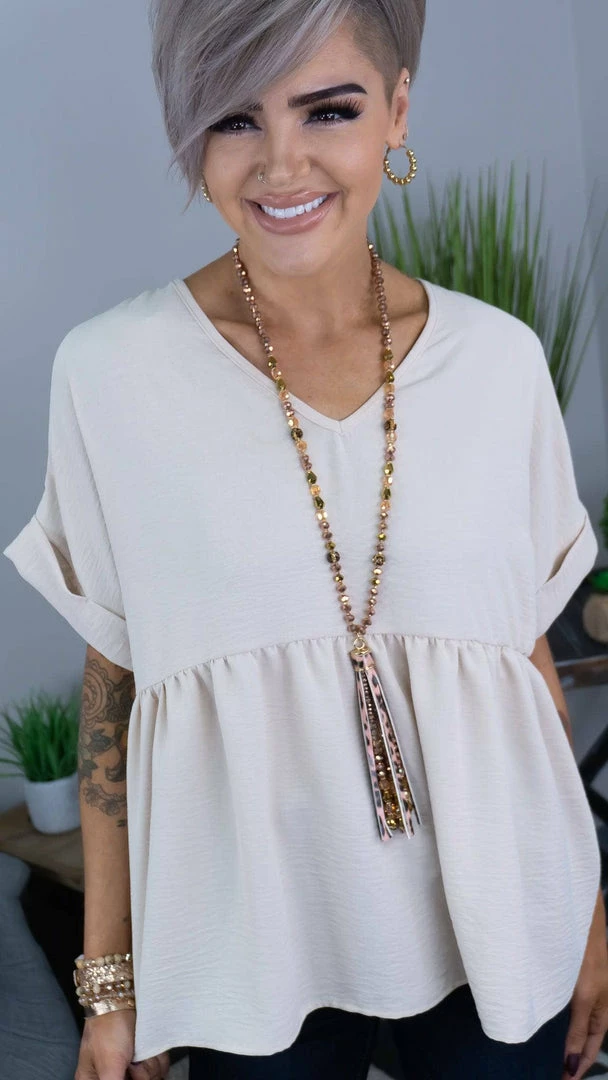 The ZigZag Stripe Oatmeal City Sleek Top TOPS & TUNICS