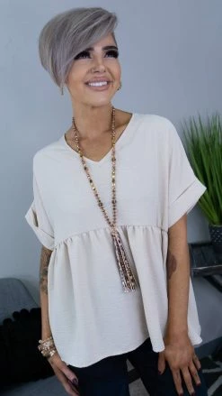 The ZigZag Stripe Oatmeal City Sleek Top TOPS & TUNICS