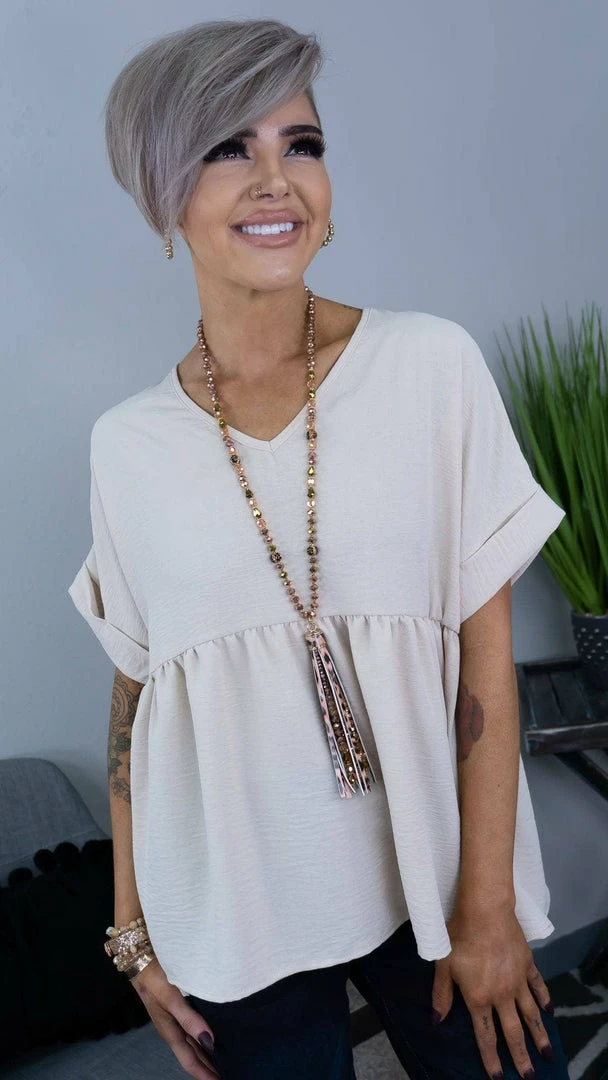 The ZigZag Stripe Oatmeal City Sleek Top TOPS & TUNICS