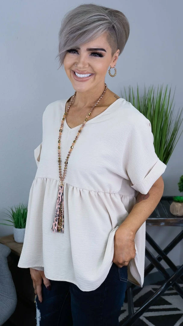 The ZigZag Stripe Oatmeal City Sleek Top TOPS & TUNICS