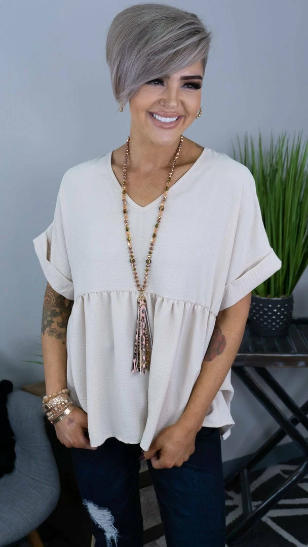 The ZigZag Stripe Oatmeal City Sleek Top TOPS & TUNICS