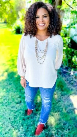 The ZigZag Stripe Oatmeal Elegant Look Top