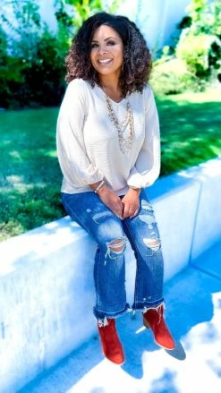 The ZigZag Stripe Oatmeal Elegant Look Top