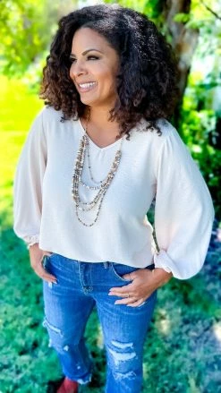 The ZigZag Stripe Oatmeal Elegant Look Top